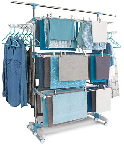 UVCMDUI Etendage Linge Interieur Exterieur Pliable, Poteau Etendoir Linge  Retractable Gain de Place, Etandoire à Linge Intérieur avec roulettes pour